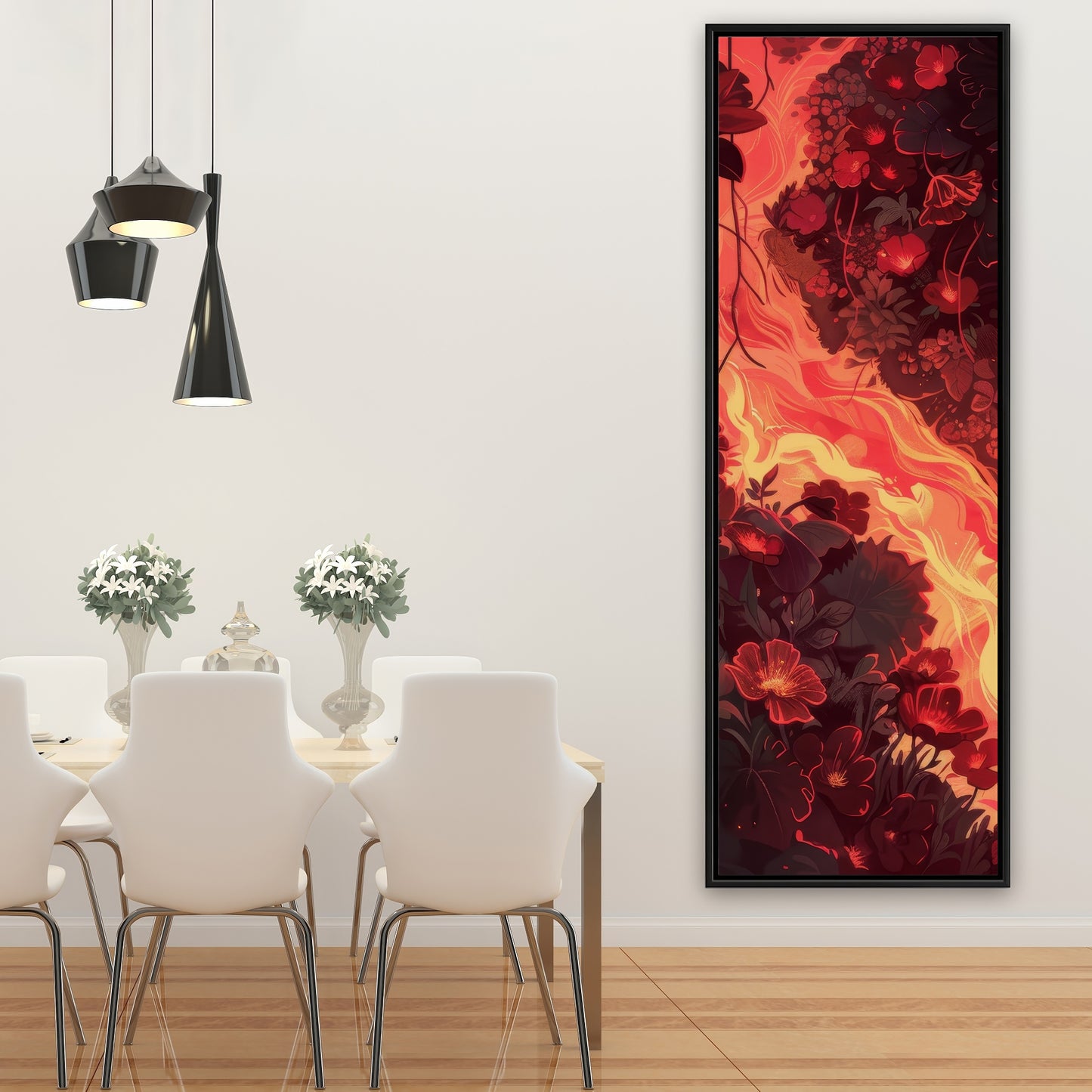 Seering Flowerbed - Red Framed Canvas Home Decor Art