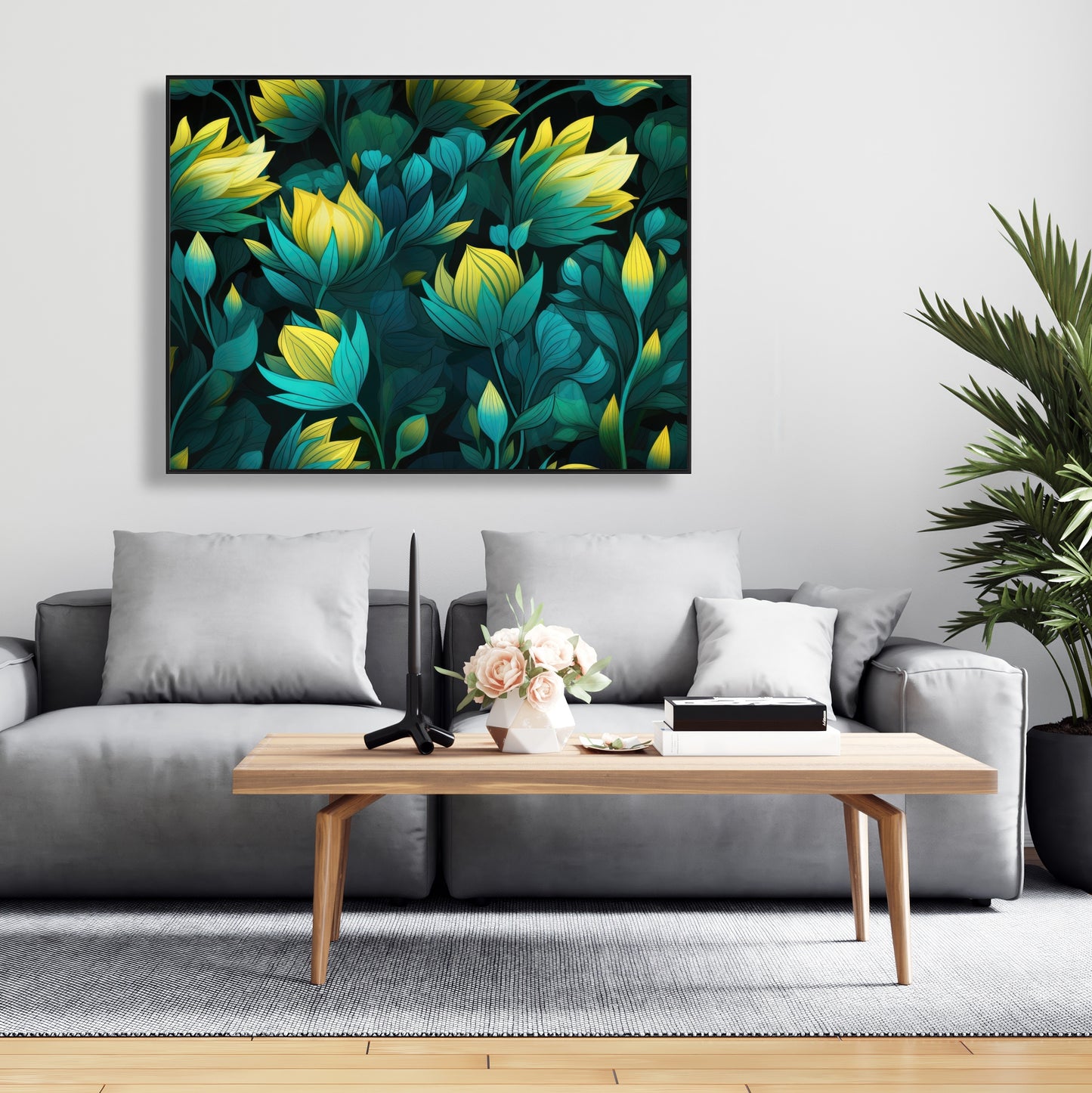 Intense Bloom - Yellow Framed Canvas for Home Decor