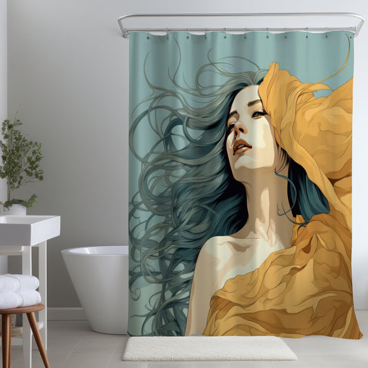 Sensual Flow Turquoise Shower Curtain | Home Decor Accent