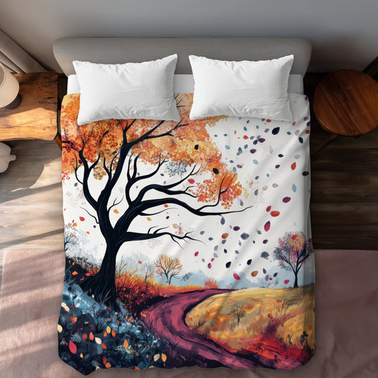 Blowing leaves - 88"x88" Duvet Cover