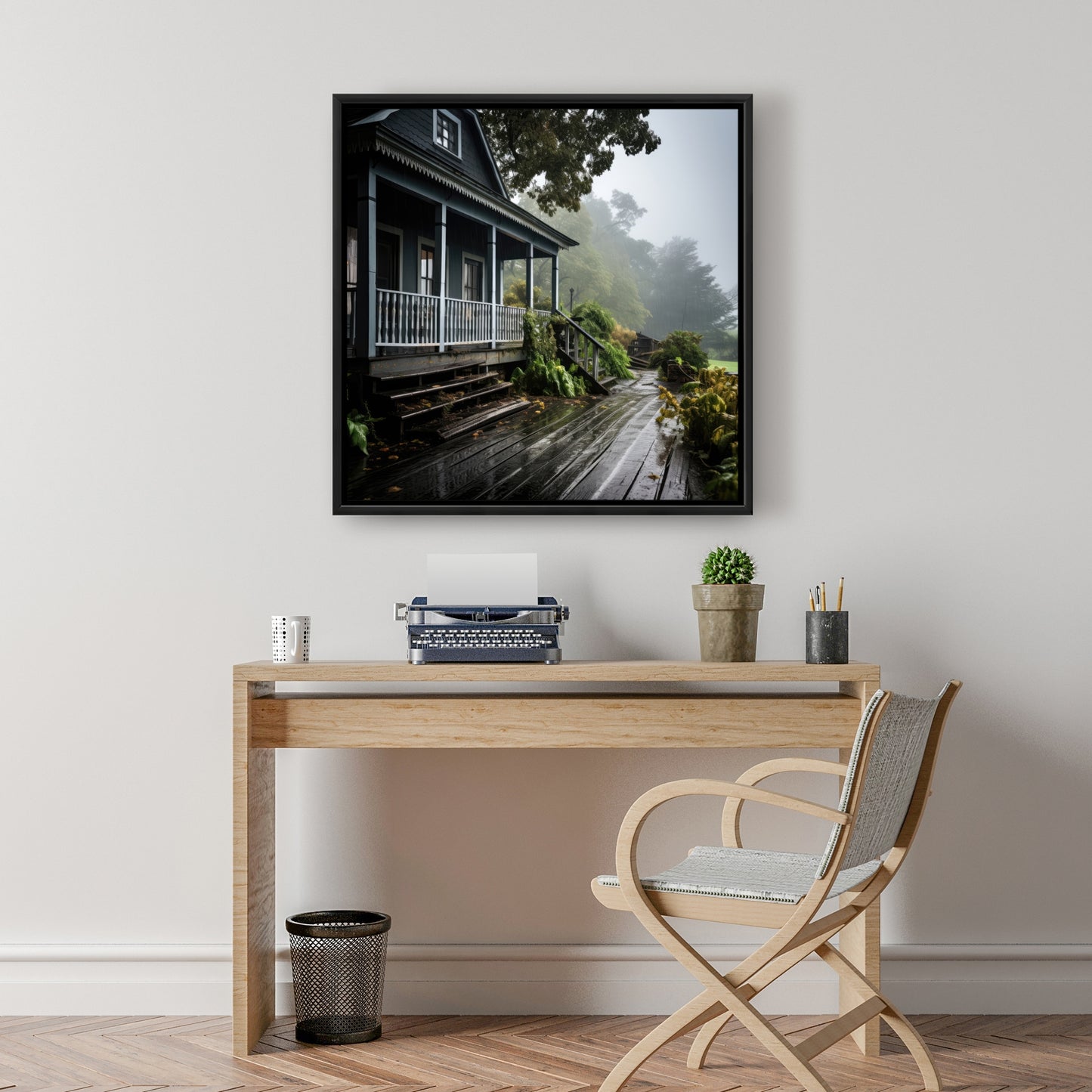 Rainy porch - 36"x36" Framed canvas