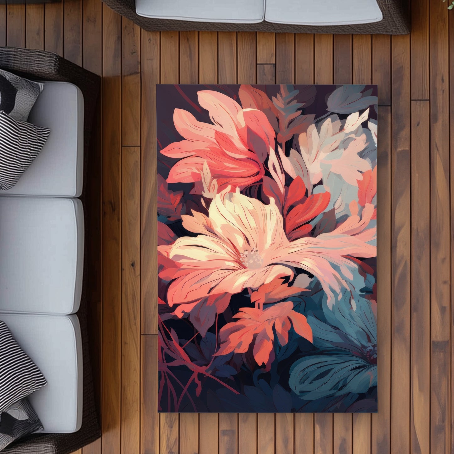 Silent charm - Turquoise Outdoor Area Rug for Home Decor