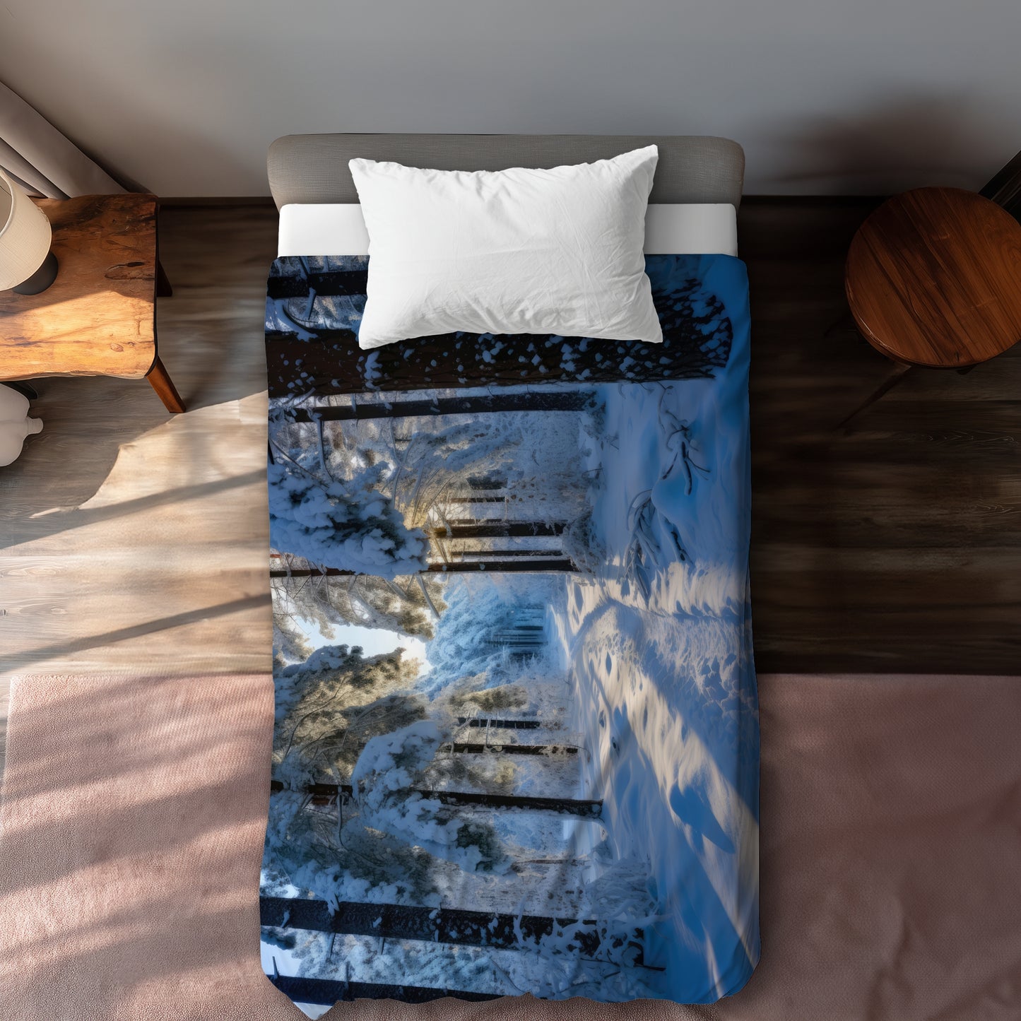 Snowy Path Blue Duvet Cover - Stylish Home Decor Upgrade