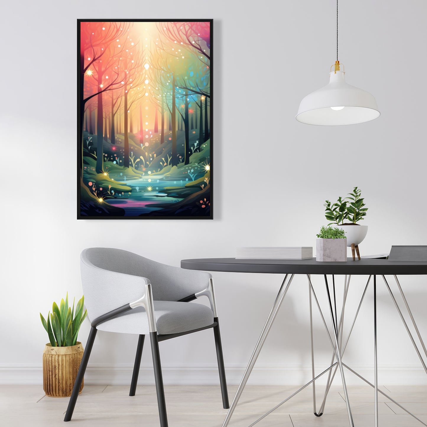 Magical forest - Turquoise Framed Canvas for Home Decor