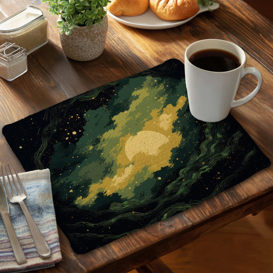 Cloudy Star - Black Braided Polyester Placemat for Home Decor