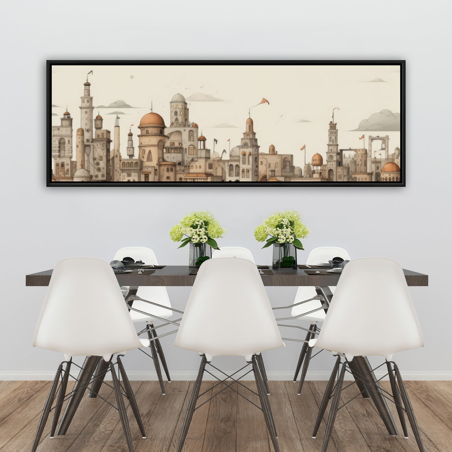 The Old Town - Beige Framed Canvas for Home Decor