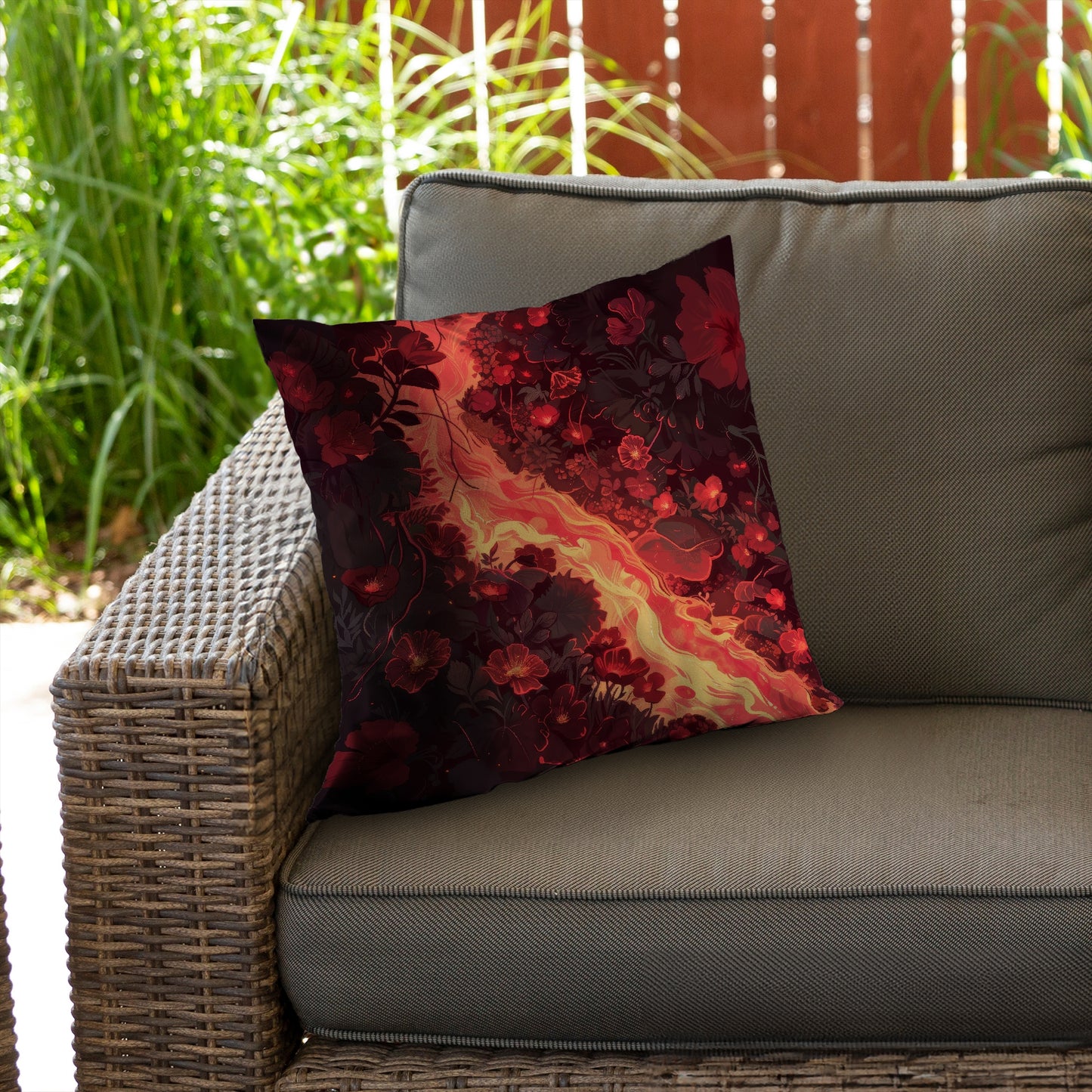 Seering Flowerbed Black Poly Twill Throw Pillow Insert | Home Decor