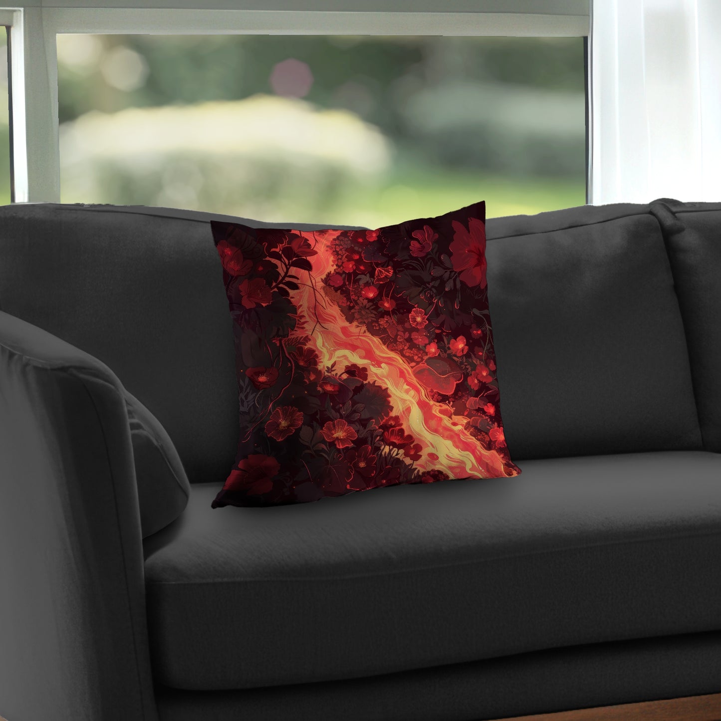 Seering Flowerbed Black Poly Twill Throw Pillow Insert | Home Decor