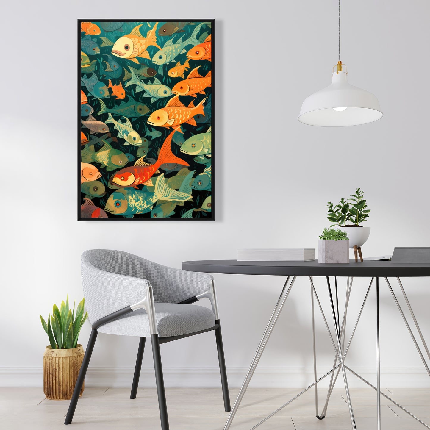 Simple fishes - 36"x36" Framed canvas