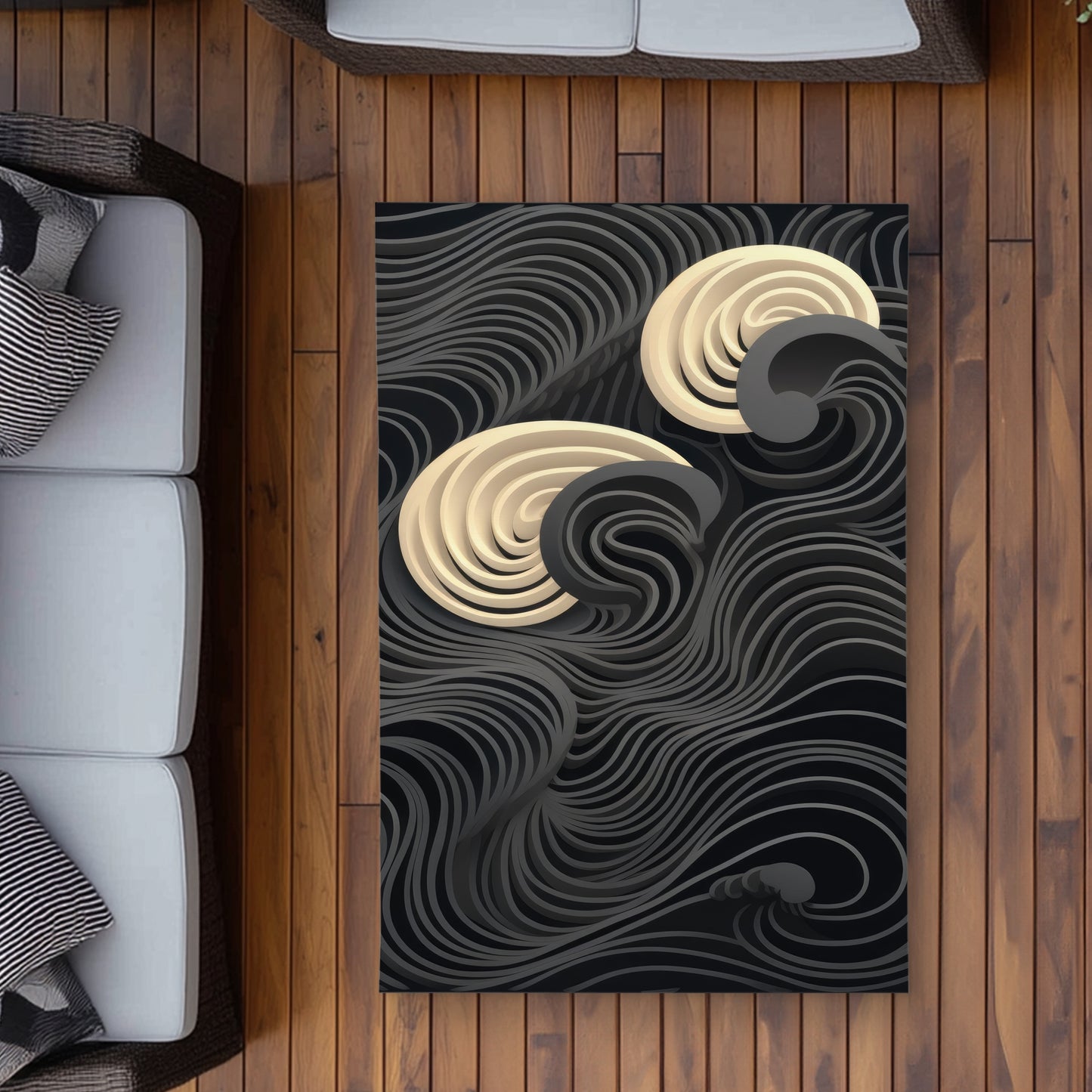 Layers Black Outdoor Area Rug | Stylish Home Decor Accent