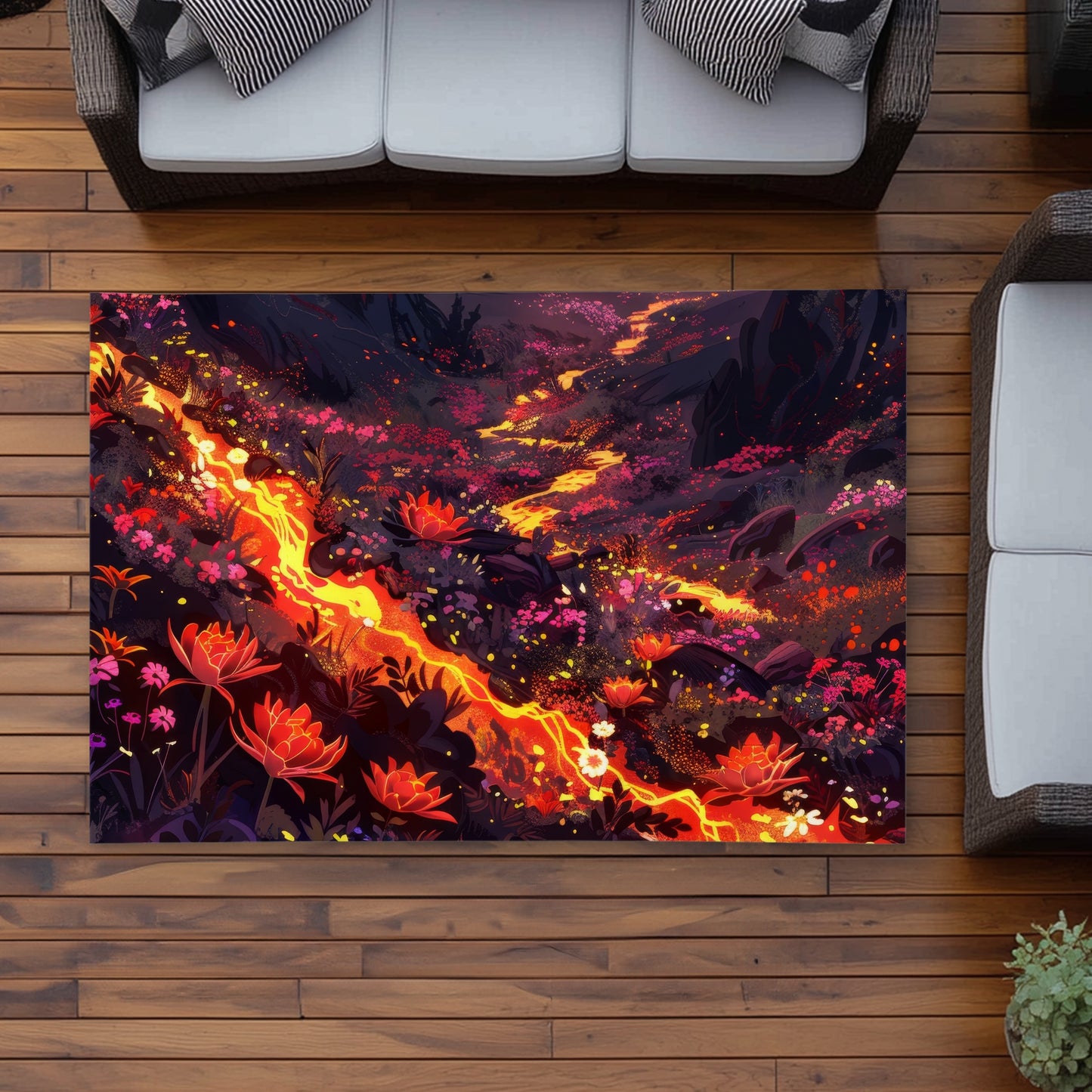 Bloom and Eruption - Yellow Outdoor Area Rug for Home Decor