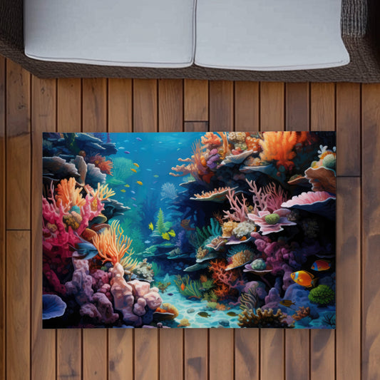 Tapis d'extérieur corail - Décoration d'intérieur rouge pour patio | Élégant