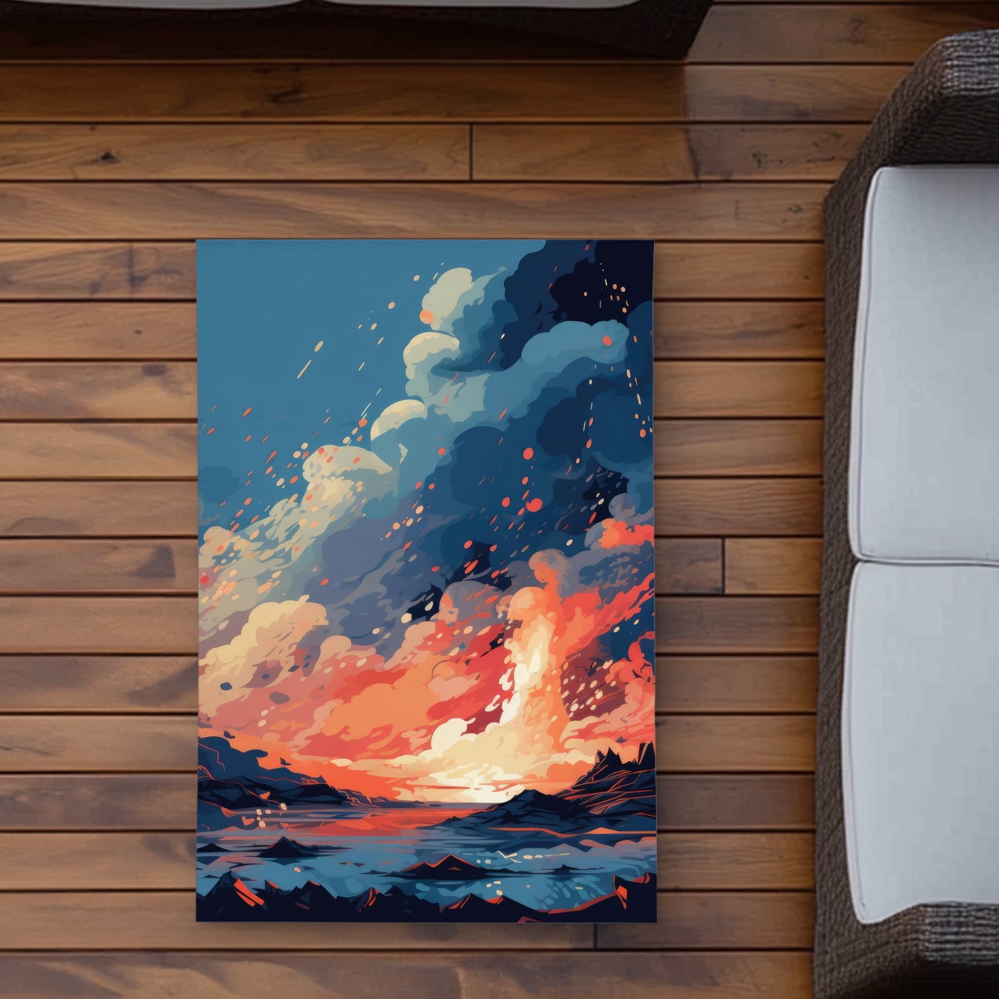 Magma Does Not Wait - Blue Outdoor Area Rug for Home Decor