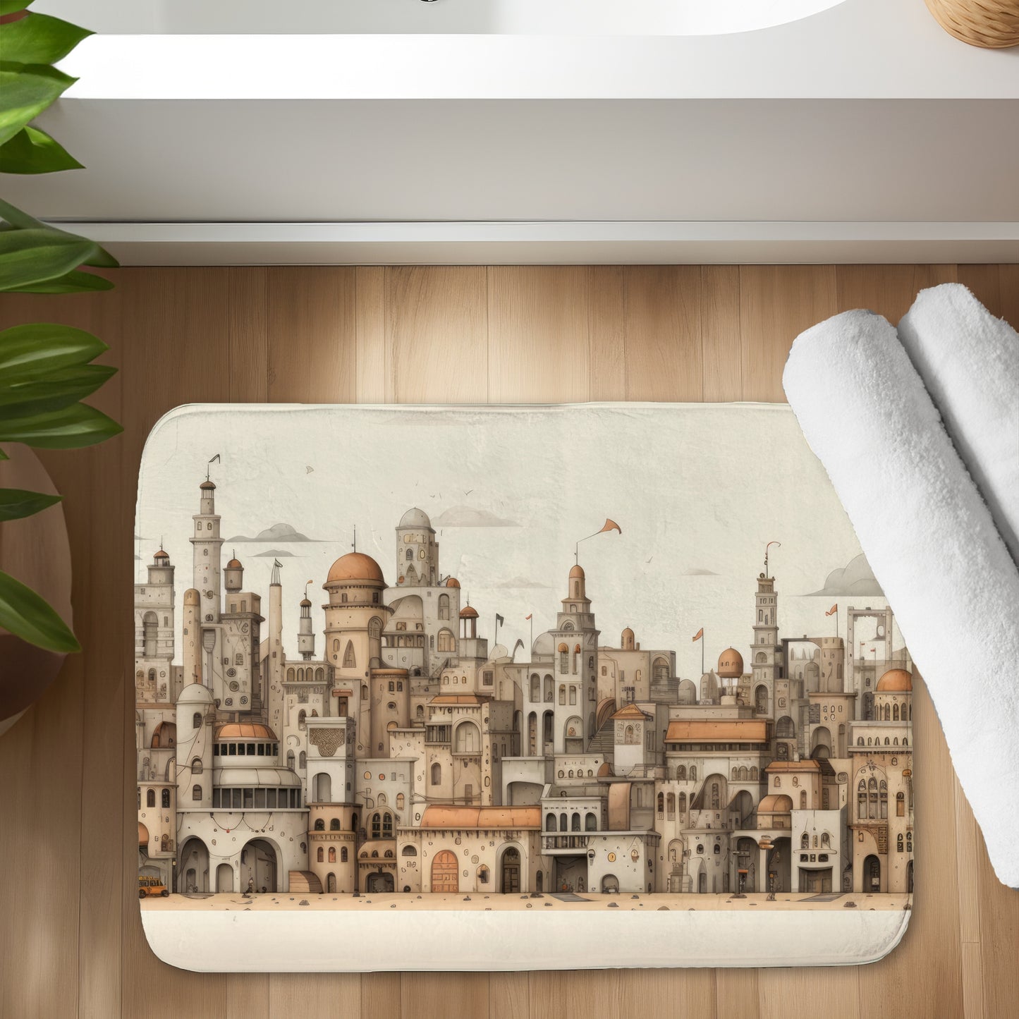 The Old Town Brown Bath Mat | Elegant Home Decor Accent