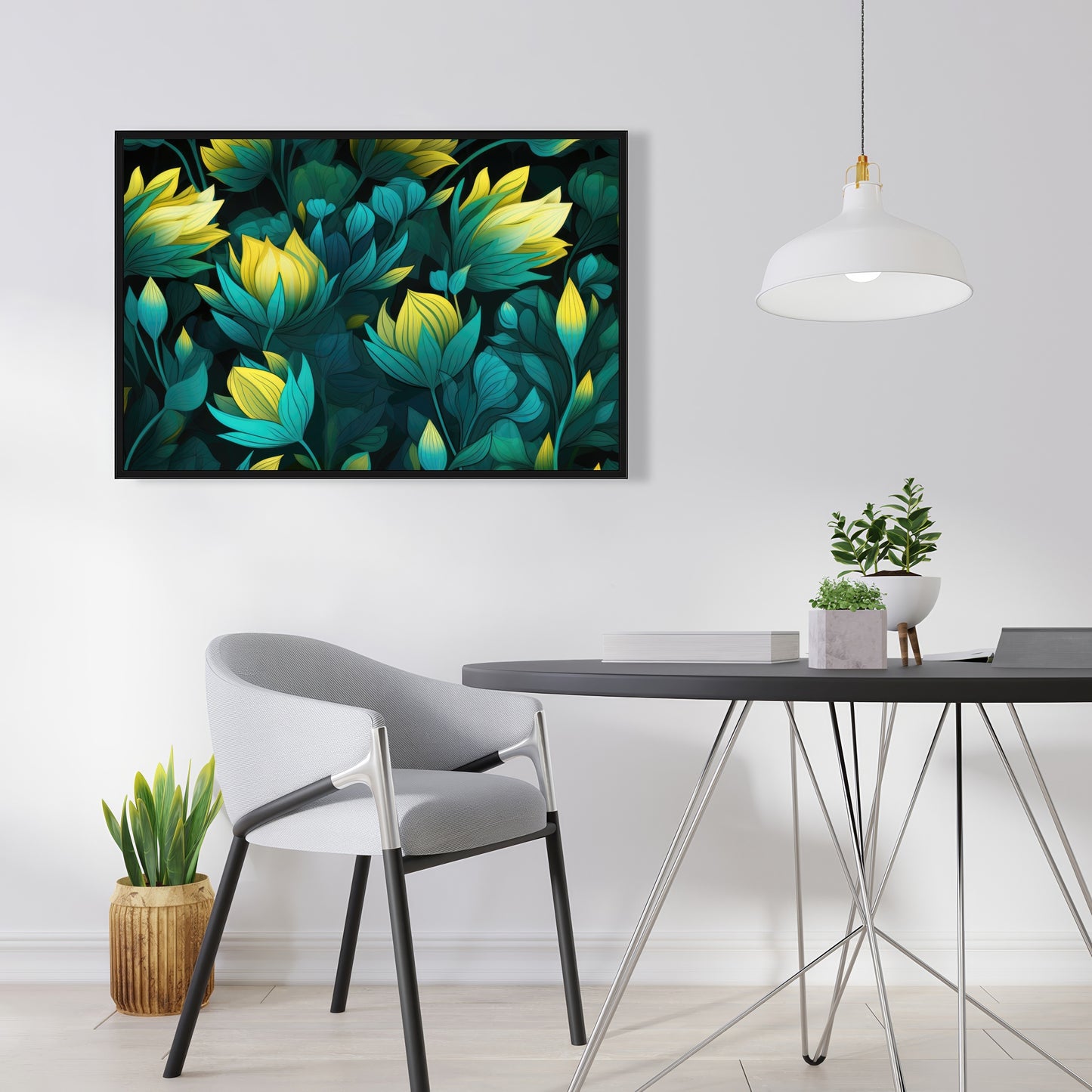 Intense Bloom - Yellow Framed Canvas for Home Decor