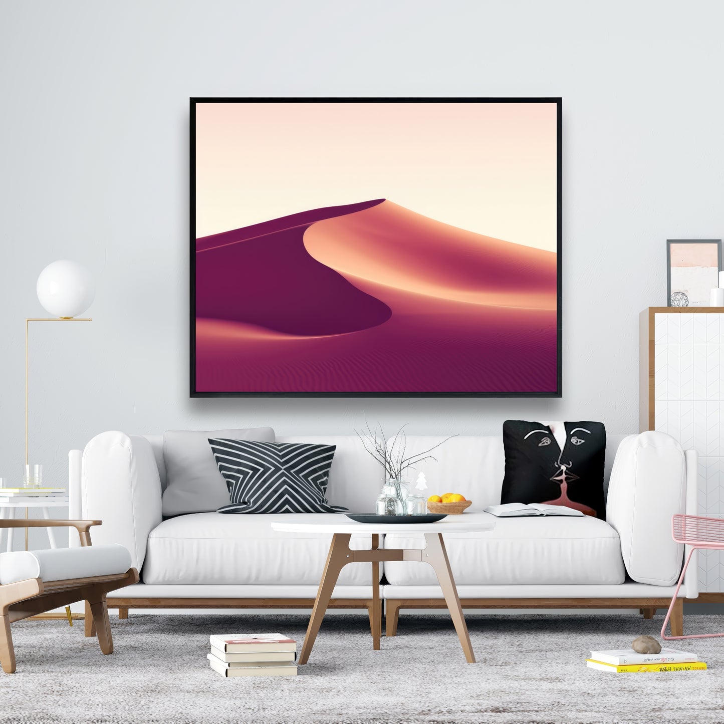 Setting Sands - Pink Framed Canvas for Home Decor | Art