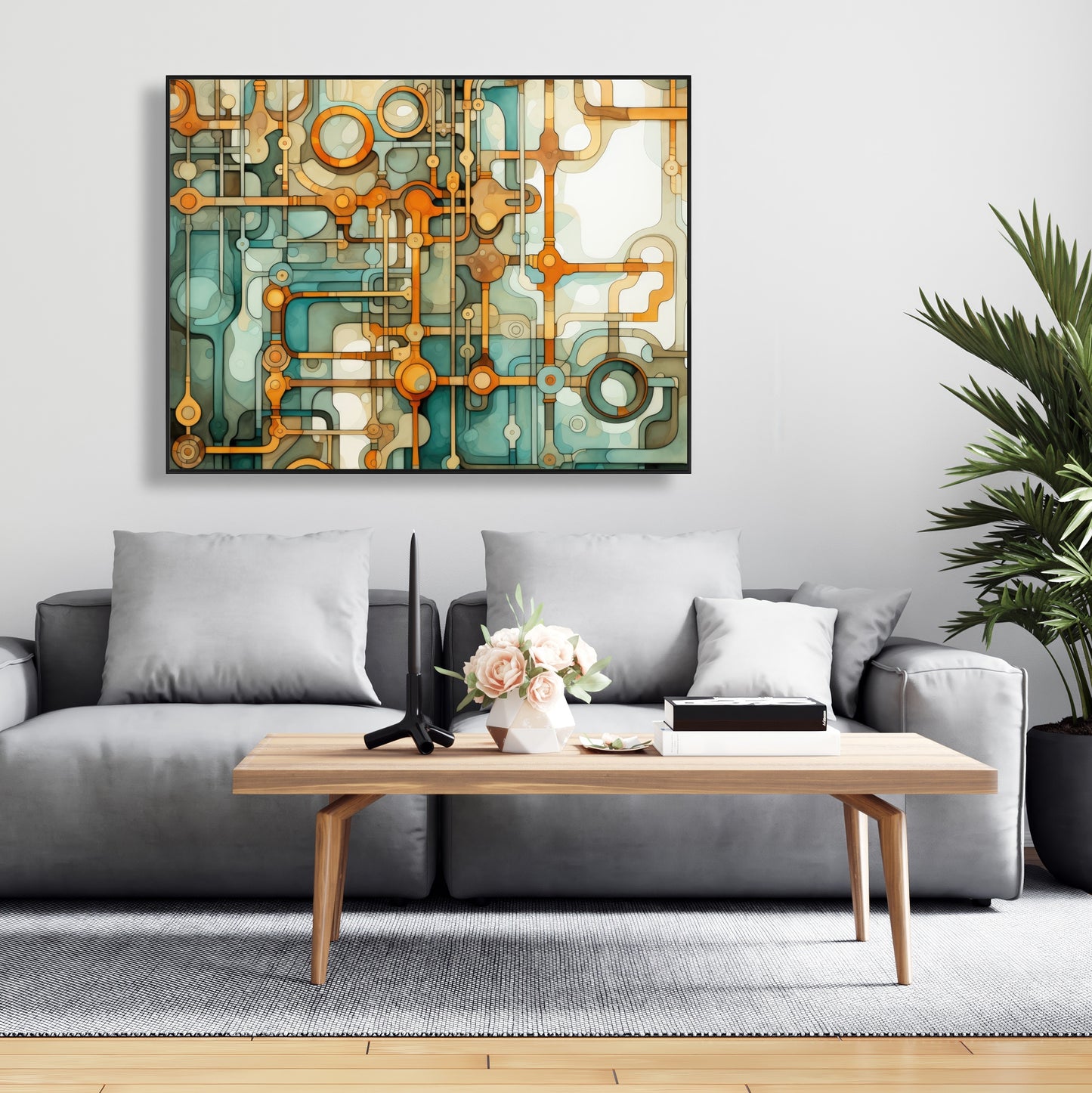 Turns and bends - Framed Canvas - Print on demand