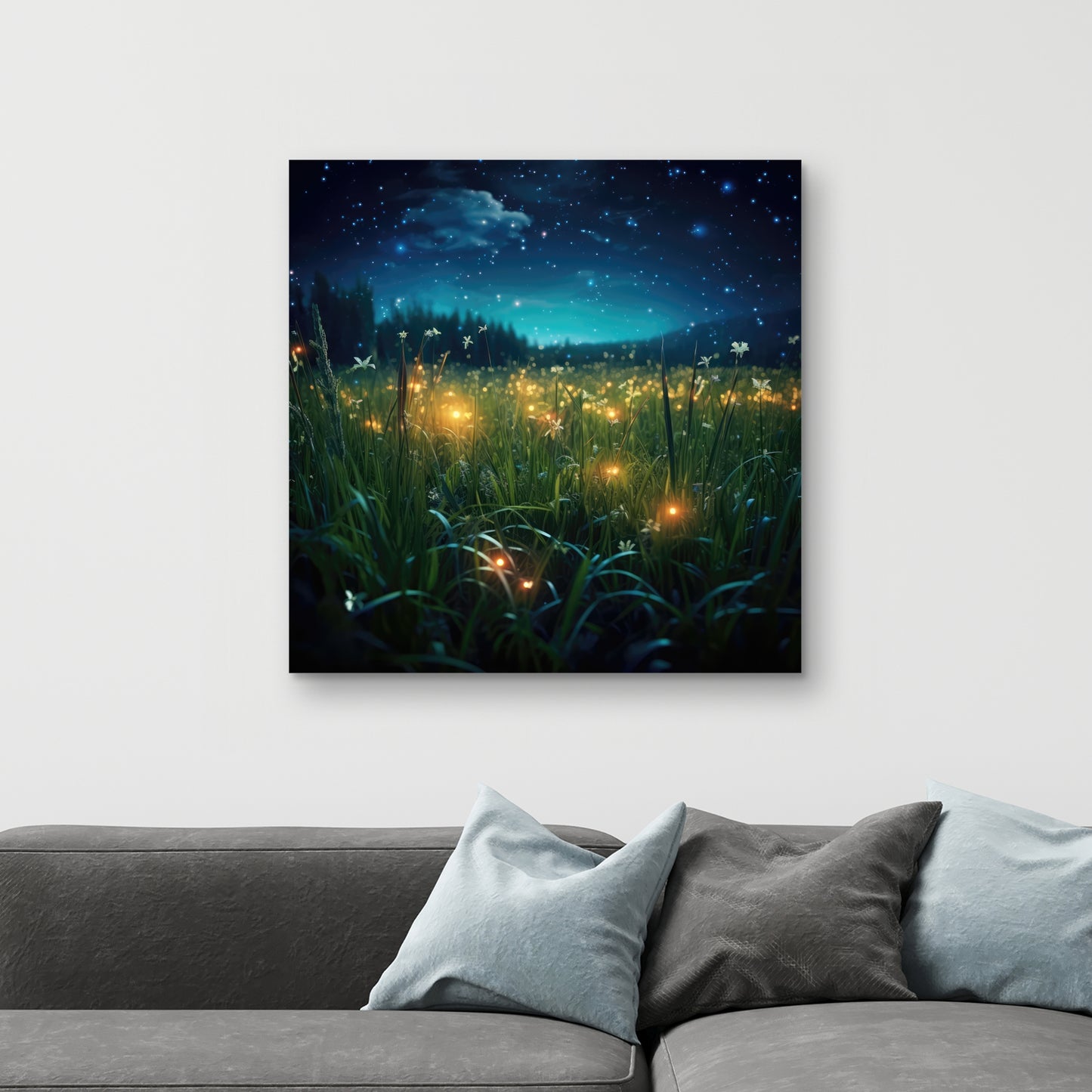 Fireflies at night - 32"x32" Canvas