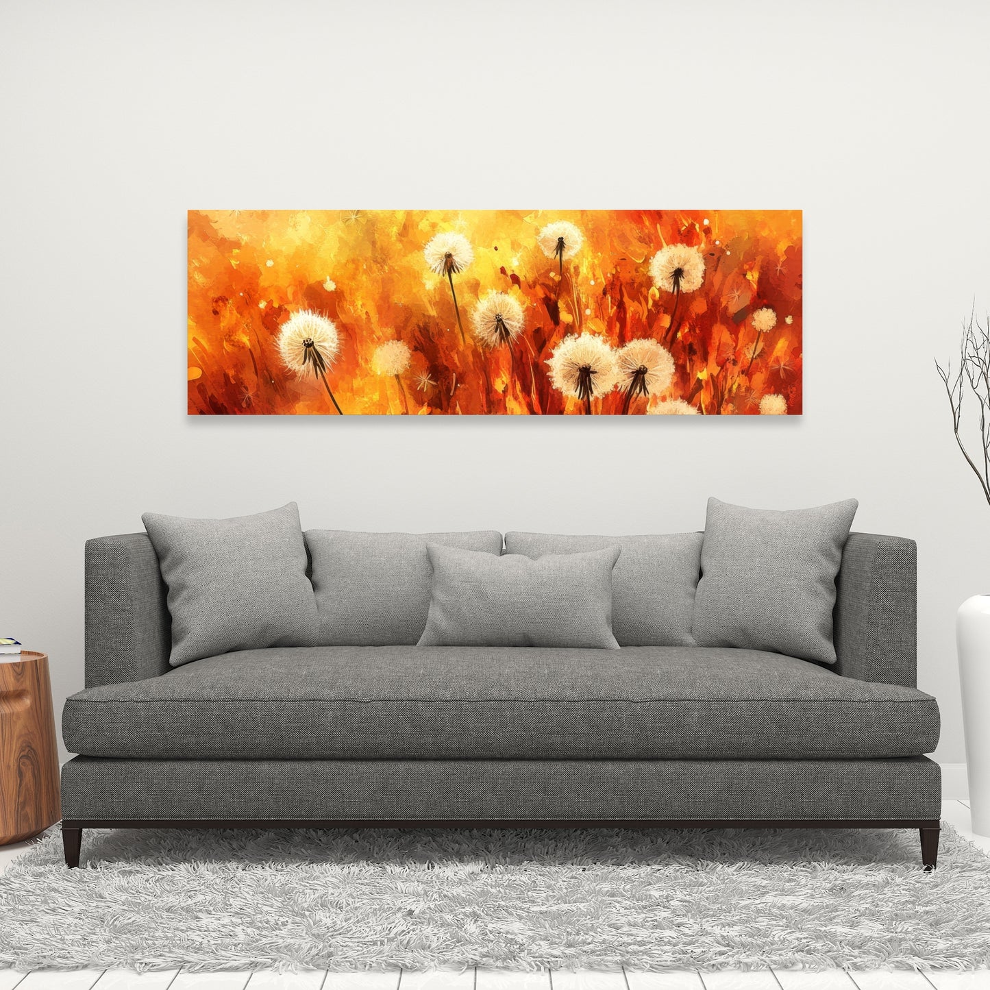 Dandelion Fire - Yellow Canvas Art for Home Decor