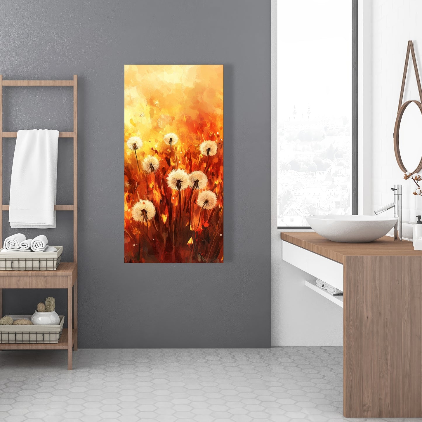 Dandelion Fire - Yellow Canvas Art for Home Decor