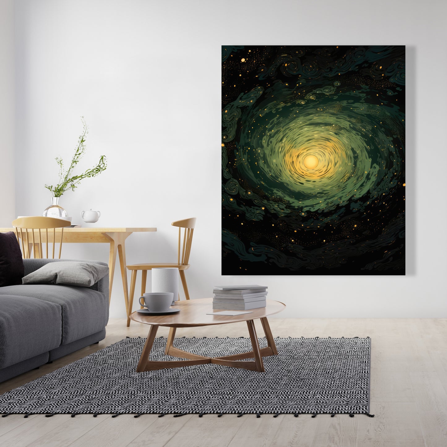Swirling Gases - Black Canvas Art for Elegant Home Decor