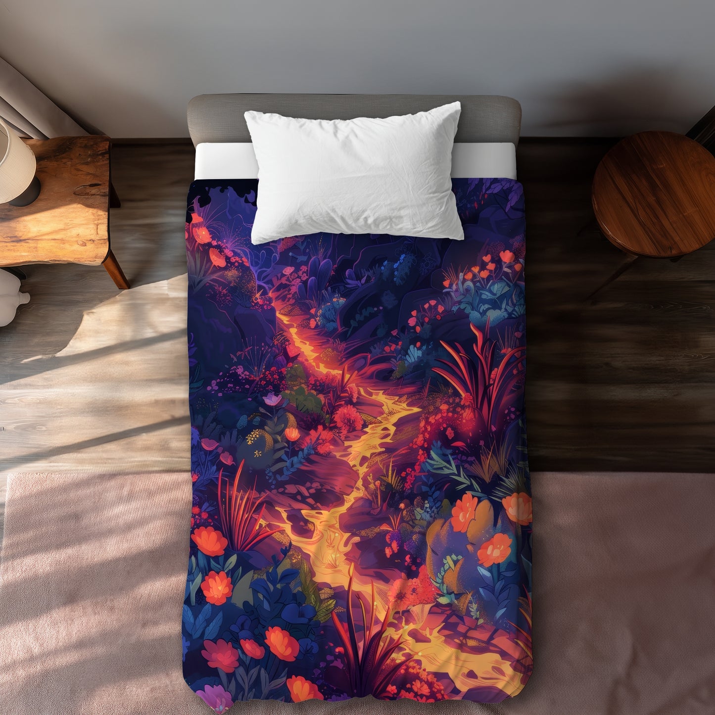 Burning Flowers Purple Duvet Cover | Elegant Home Decor