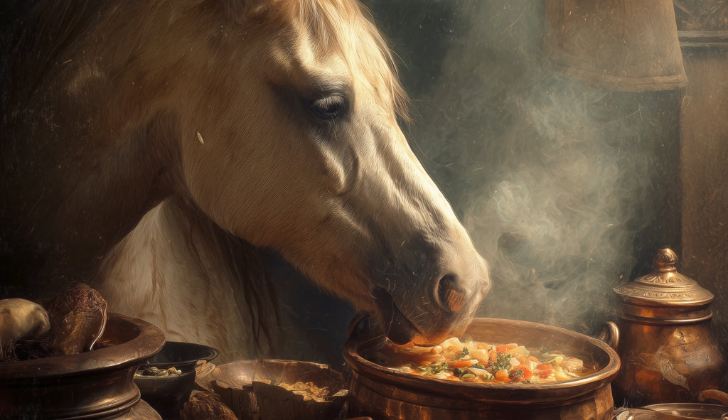 Horse on Soup - Brown Indoor Outdoor Tablecloth for Home Decor