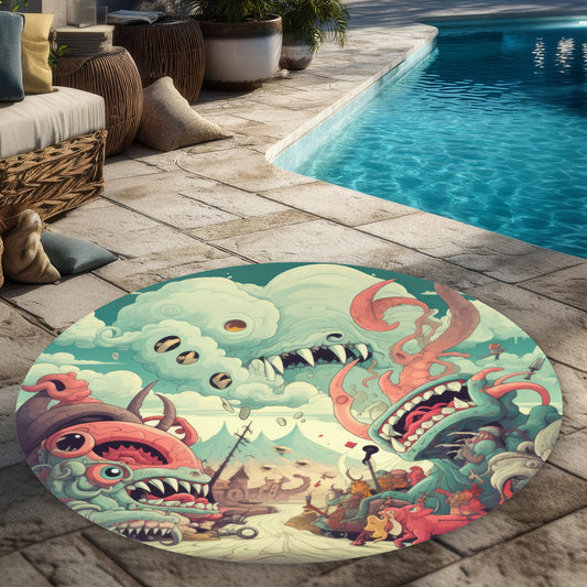 Unimaginable Turquoise Round Outdoor Area Rug for Home Decor