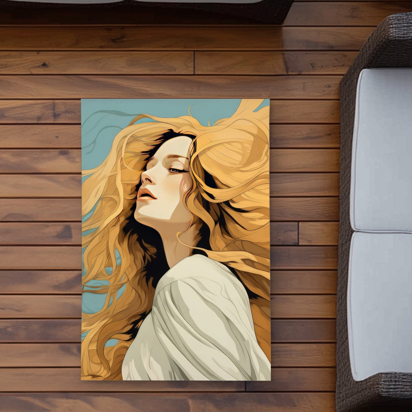 Flowing Hair Blue Outdoor Area Rug | Stylish Home Decor