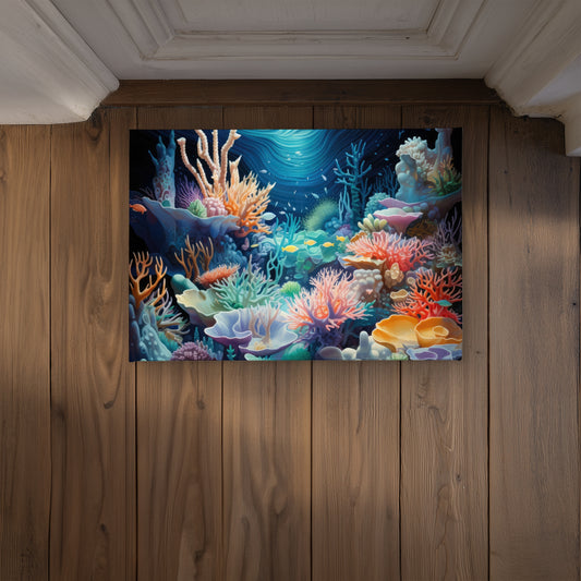 The Reef Turquoise Indoor Outdoor Door Mat - Home Decor