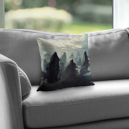 Searching for souls Gray poly twill throw pillow | Home decor