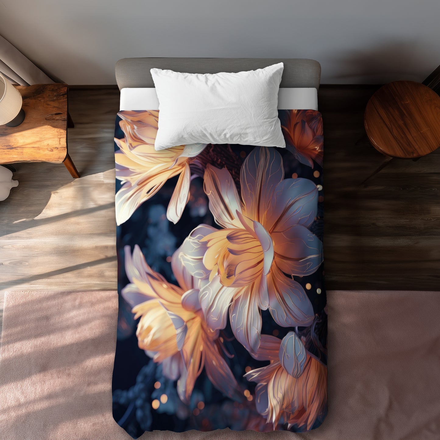 Pixie flowers Black Duvet Cover - Elegant Home Decor