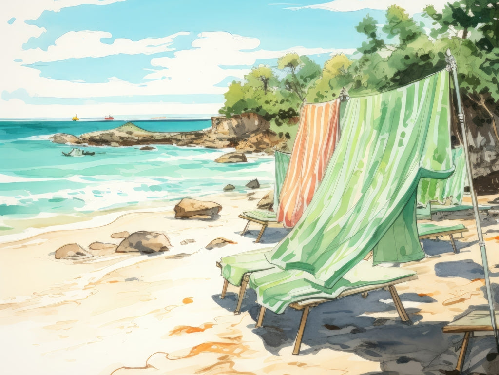 Beach calm - Framed Canvas - Print on demand