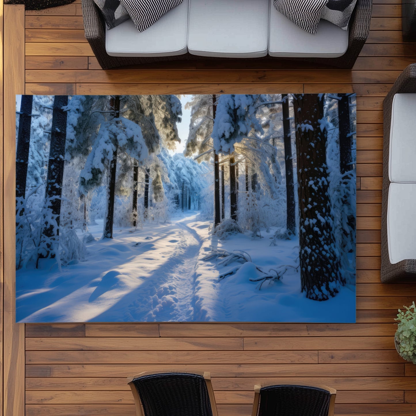 Snowy Path Brown Outdoor Area Rug | Home Decor Essentials