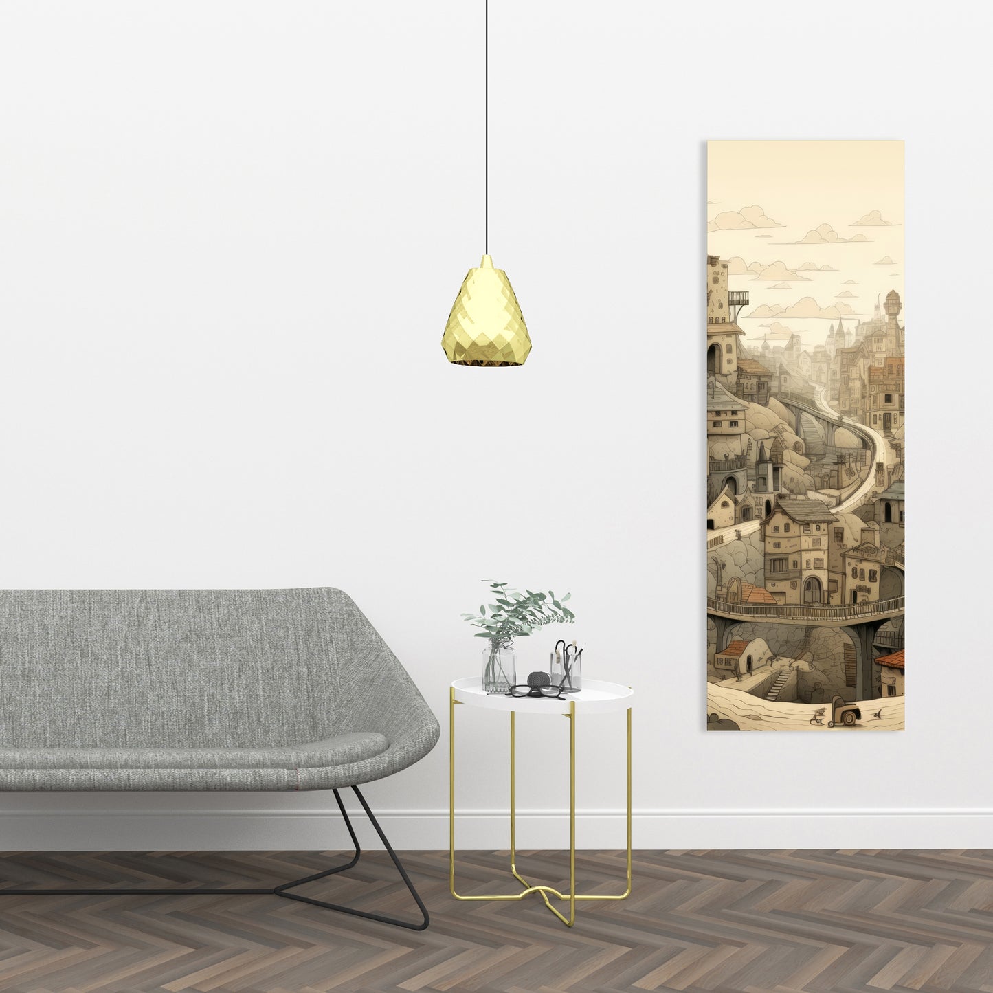 Intricate Town Hall - Beige Canvas for Elegant Home Decor