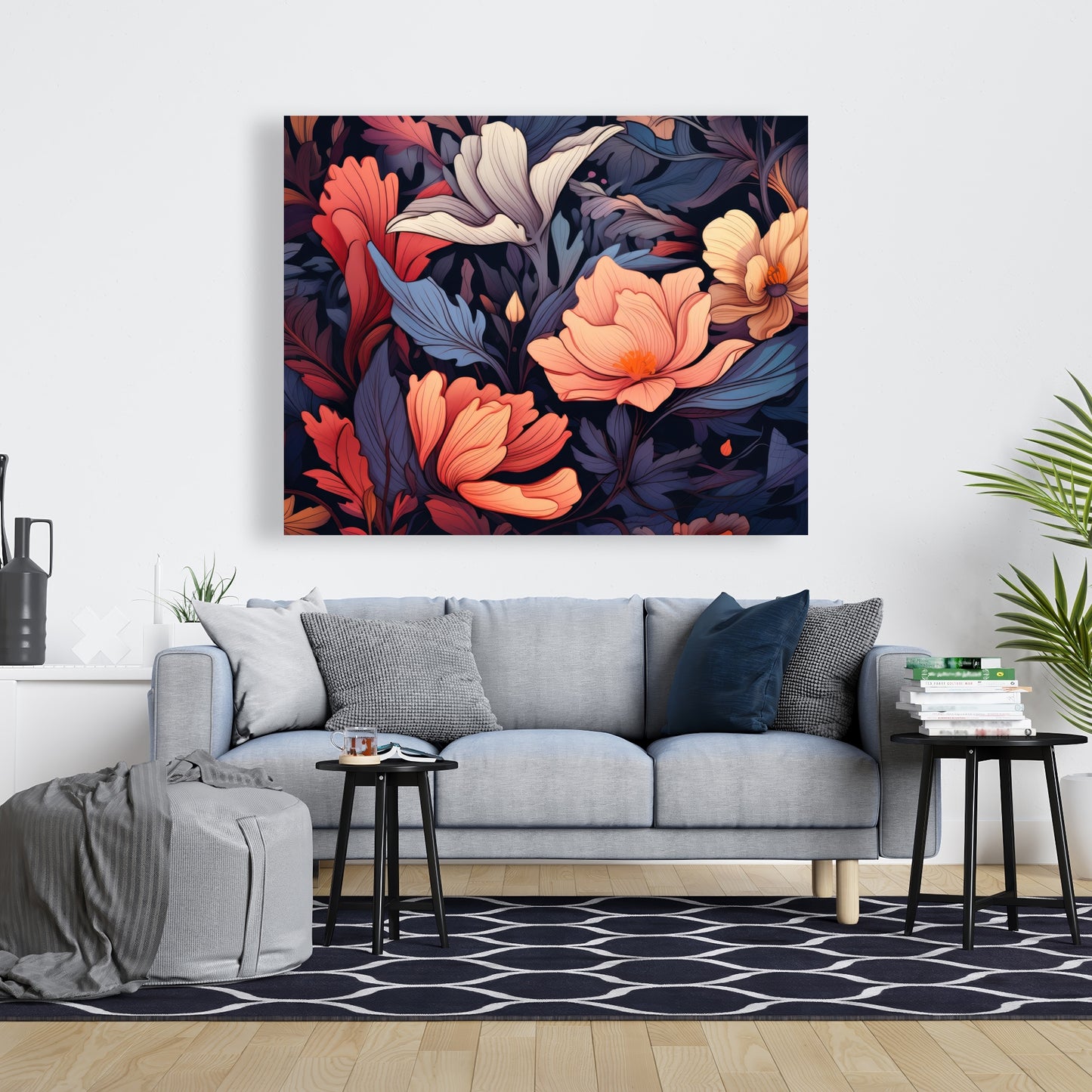 Blooming Uninterrupted - Gray Canvas for Home Decor