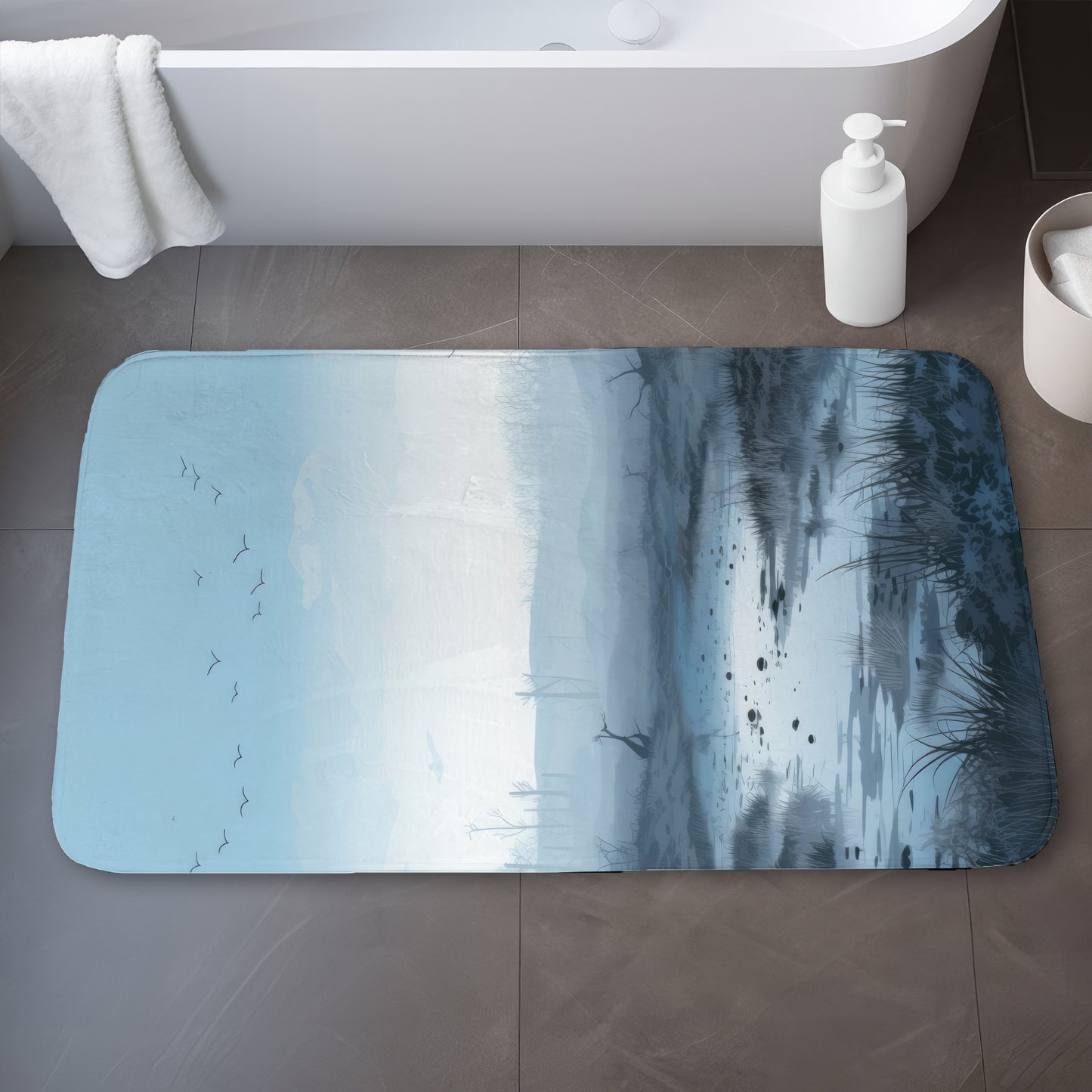 Swampy Lands Blue Bath Mat | Stylish Home Decor Accessory