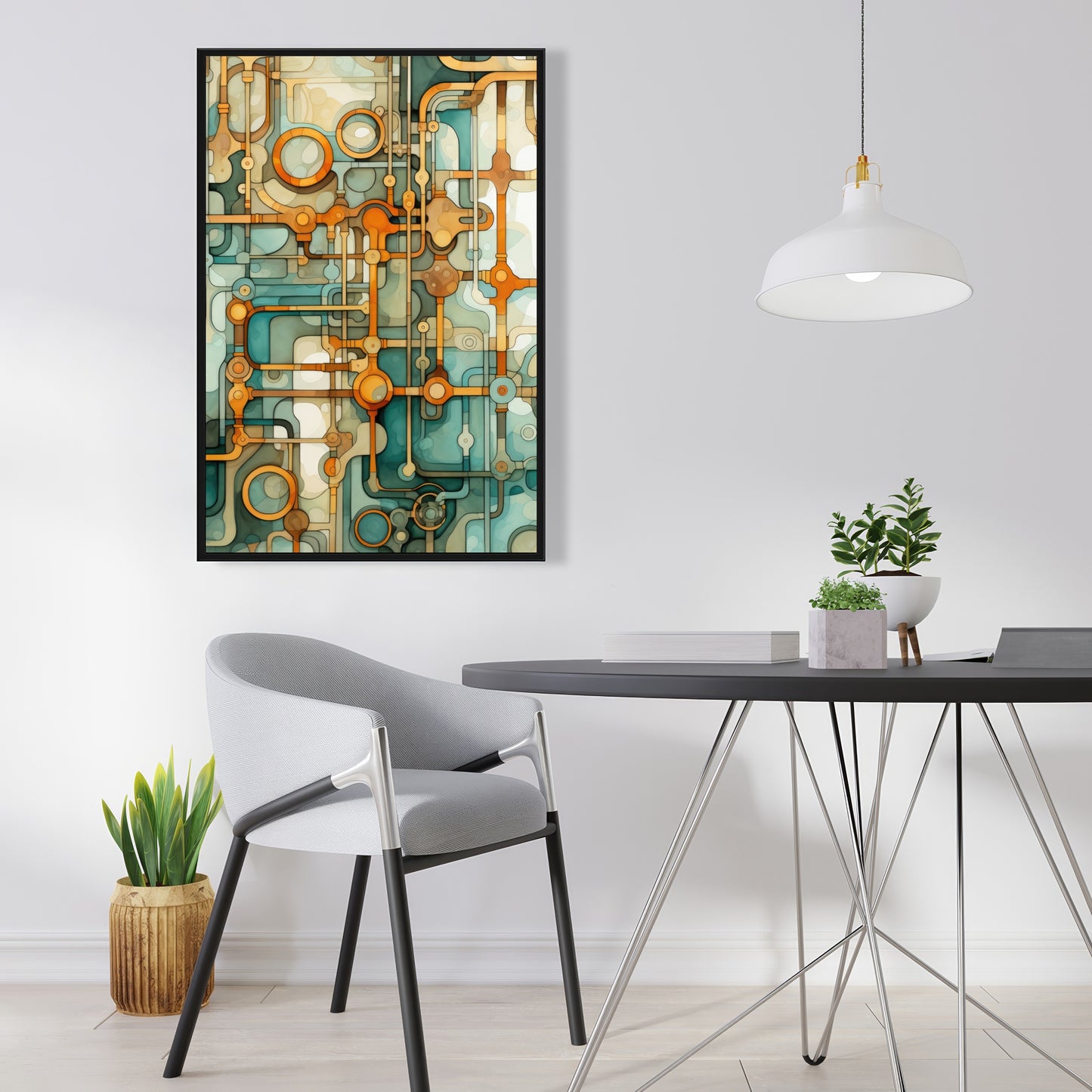 Turns and Bends - Turquoise Framed Canvas for Home Decor