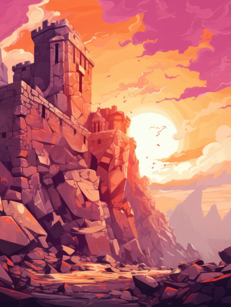 The setting rampart - Framed Canvas - Print on demand