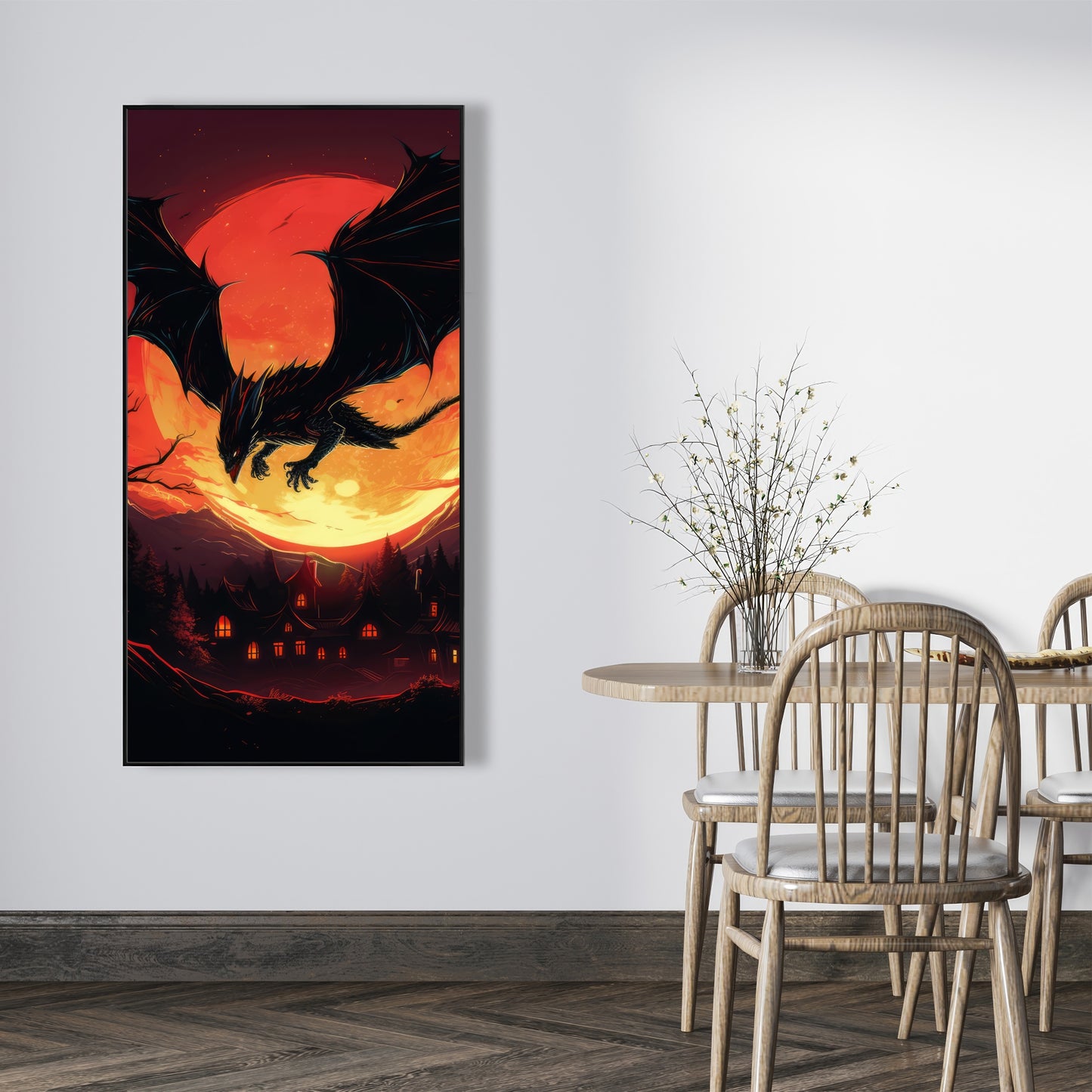 The dragon's wrath - 36"x36" Framed canvas