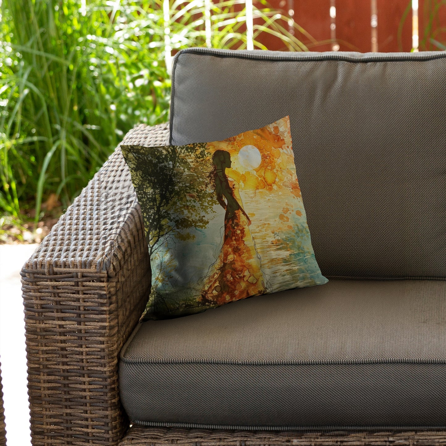 Peaceful Sun Green Poly Twill Throw Pillow | Home Decor Insert