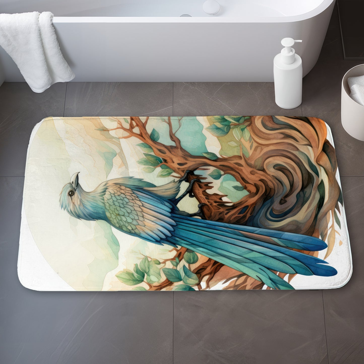 Perched Brown Bath Mat - Stylish Home Decor Essential