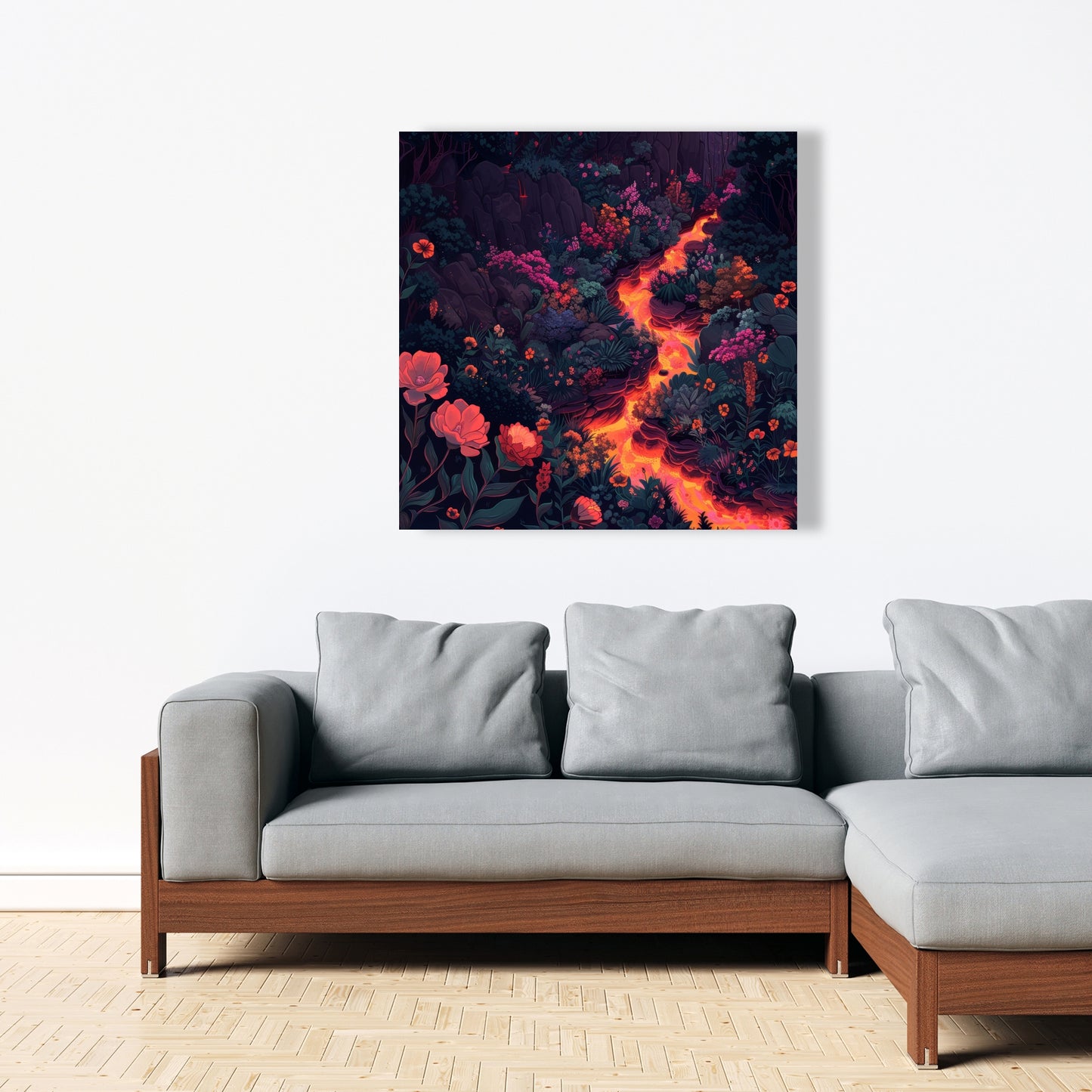 Flowing magma - Black canvas home decor art piece