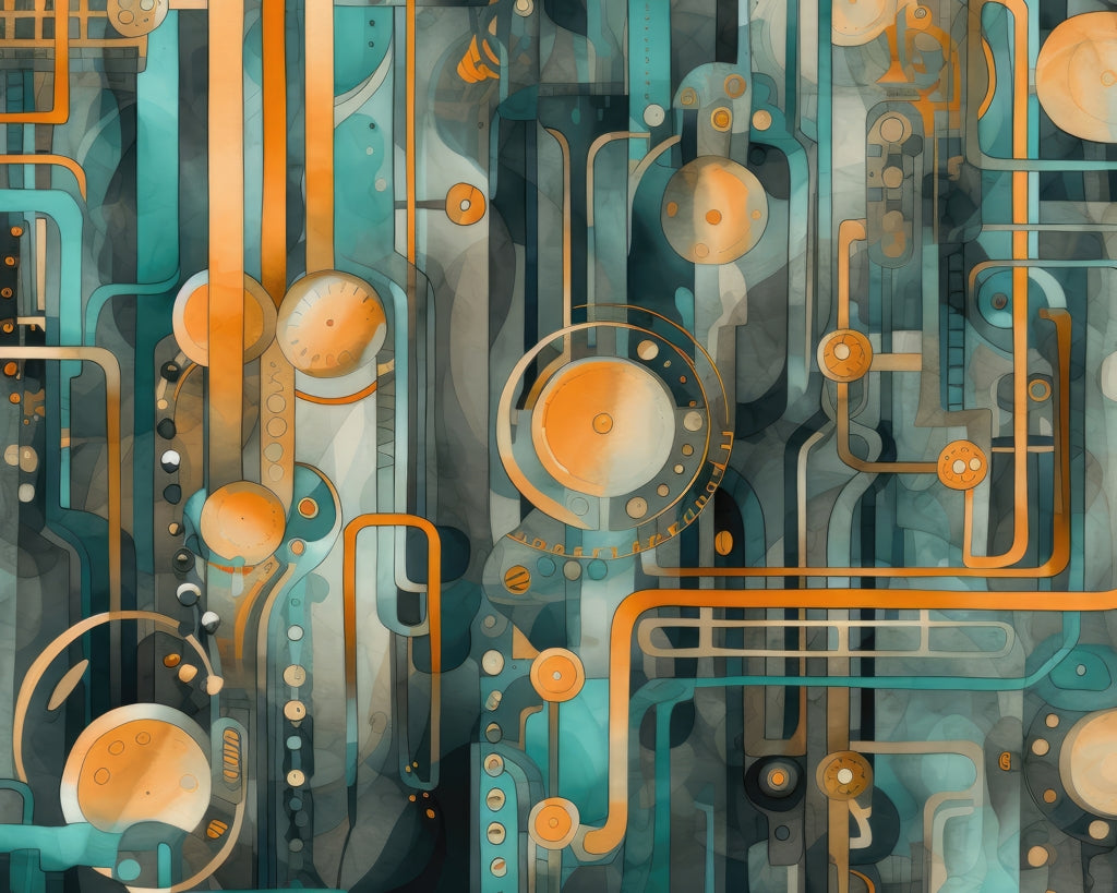 Astrological machinery - Framed Canvas - Print on demand