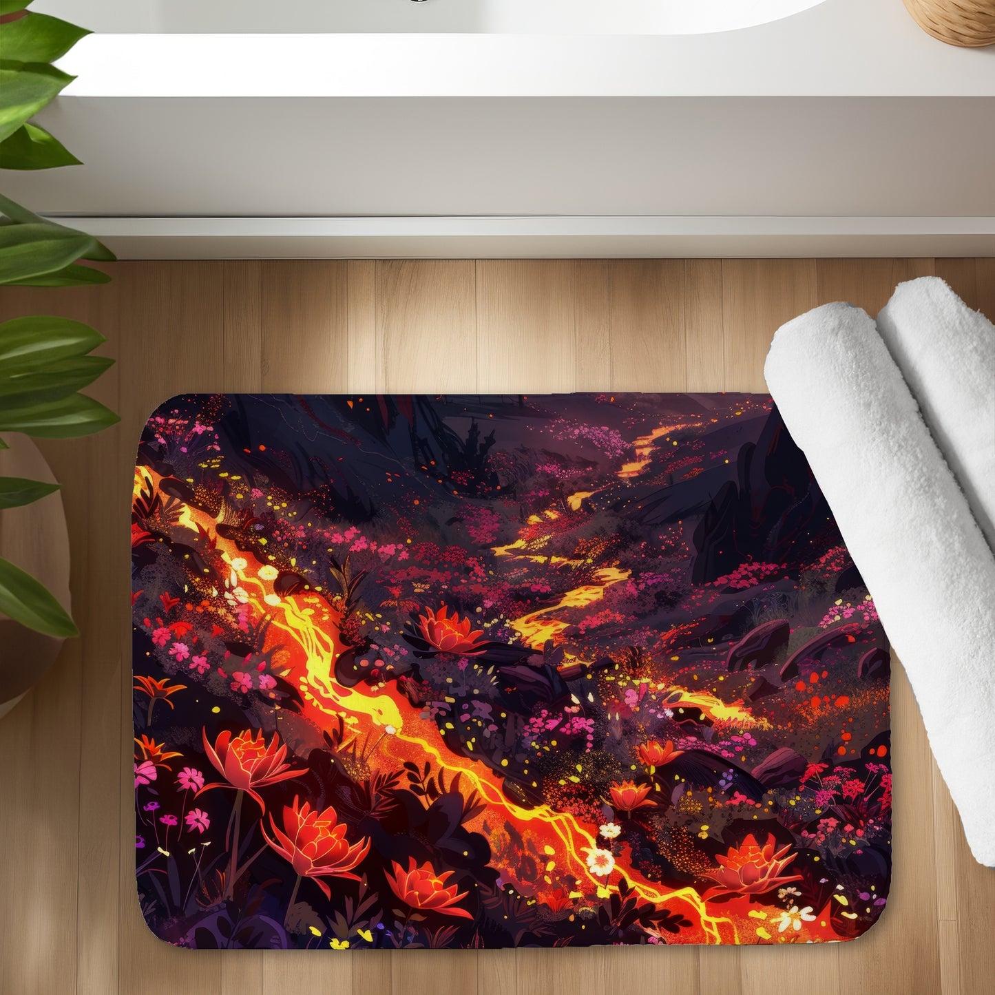 Bloom and eruption - 17"x24" Bath mat