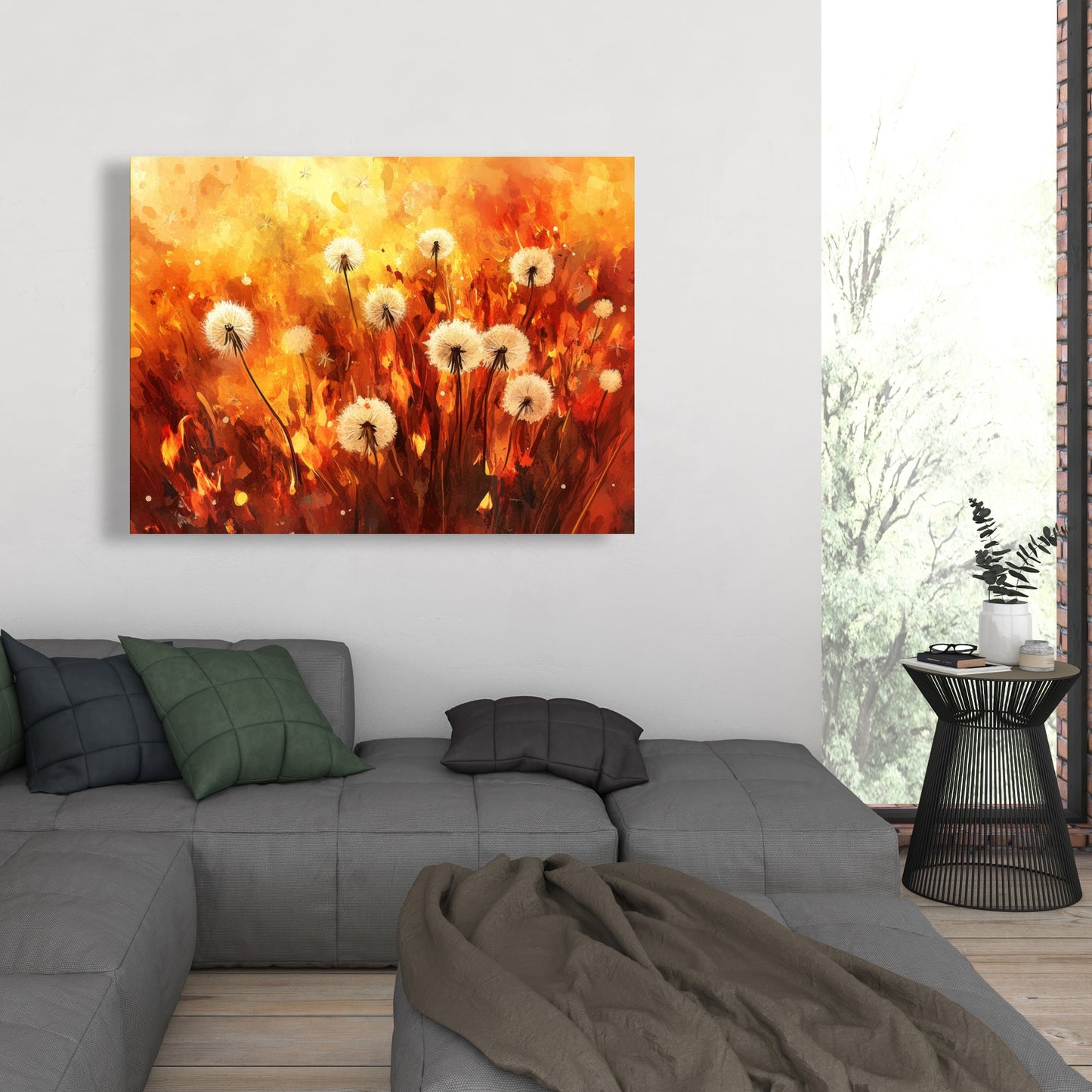 Dandelion Fire - Yellow Canvas Art for Home Decor