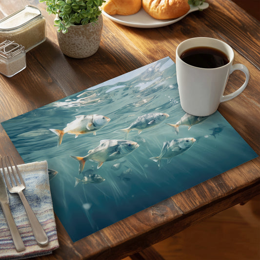 Swimming Peacefully - Blue Polyester Placemat for Home Decor