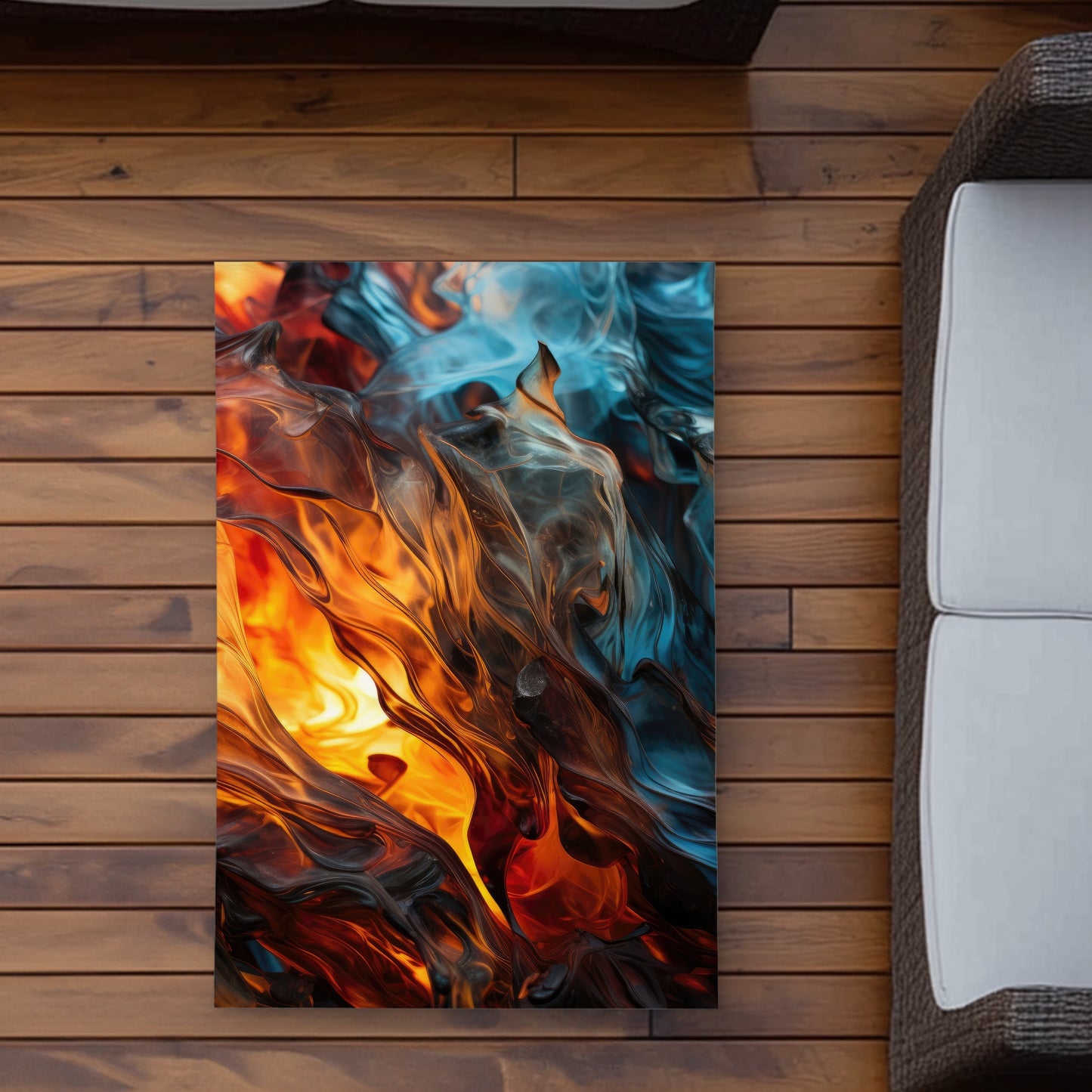 Crystallized Fire - Blue Outdoor Area Rug for Home Decor