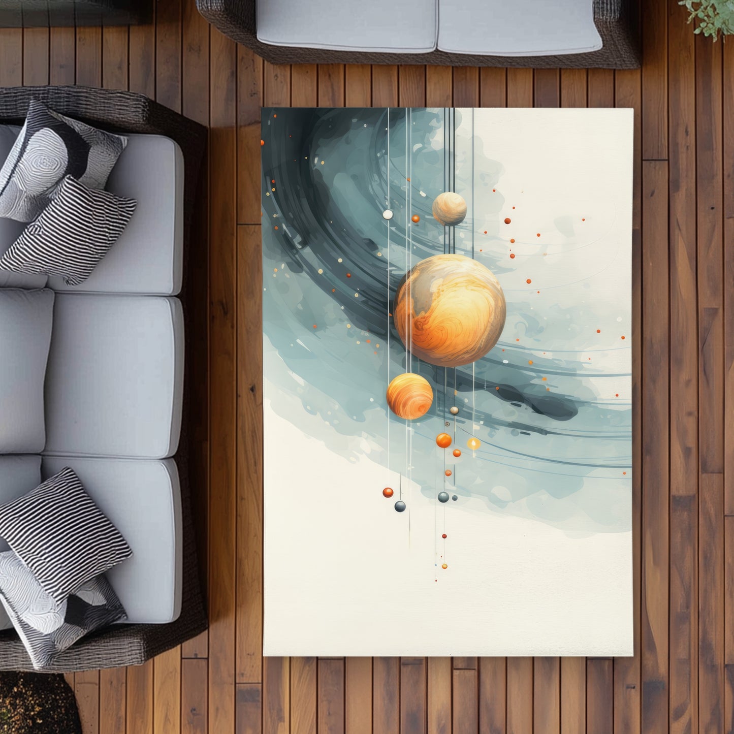 Hanging Planets Gray Outdoor Area Rug | Home Decor Essentials