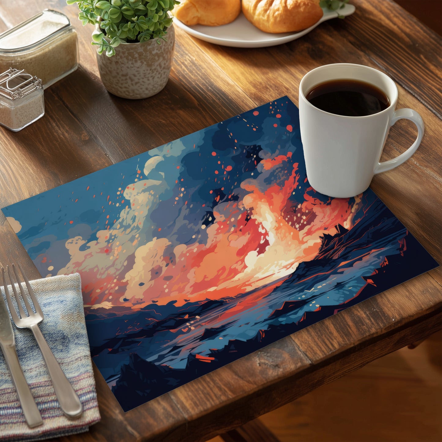 Magma Does Not Wait - Coral Polyester Placemat for Home Decor